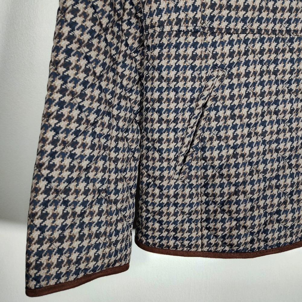 Lauren Ralph Lauren Lightweight Houndstooth Quilted Jacket Faux Sherpa Collar M - Picture 4 of 13